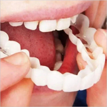 Perfect Fit Snap-On Silicone Smile Veneers - Teeth Whitening Fake Tooth Cover, Upper False Tooth for Oral Hygiene Care
