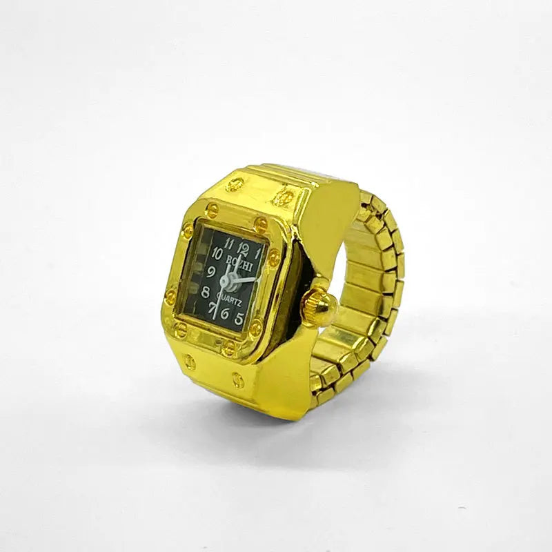 Kiss Jewelry Digital Quartz Finger Watch Ring – Mini Elastic Punk Style Clock Ring for Women, Men & Couple Teens Accessory