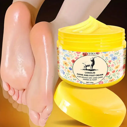 50g Lanolin Foot Cream for Cracked Heels & Dry Feet, Deep Moisturizing Skin Repair Balm for Soft Smooth Feet