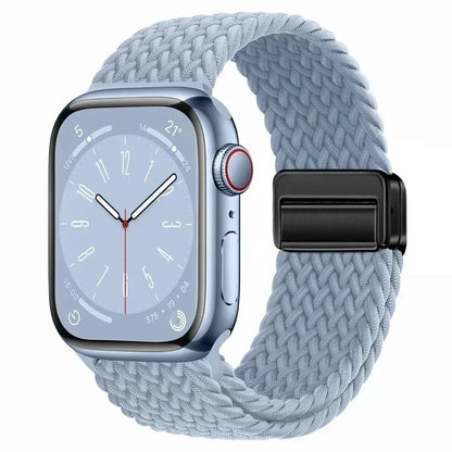 Nylon Braided Loop Apple Watch Band – Magnetic Metal Bracelet Strap for Ultra 2, Series 3–9 & SE (40mm–49mm) Adjustable Wristband