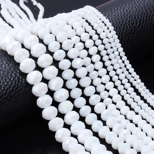 Flat Faceted Crystal Glass Beads Strand – 3–10mm Spacer Beads for DIY Jewelry & Necklace Making