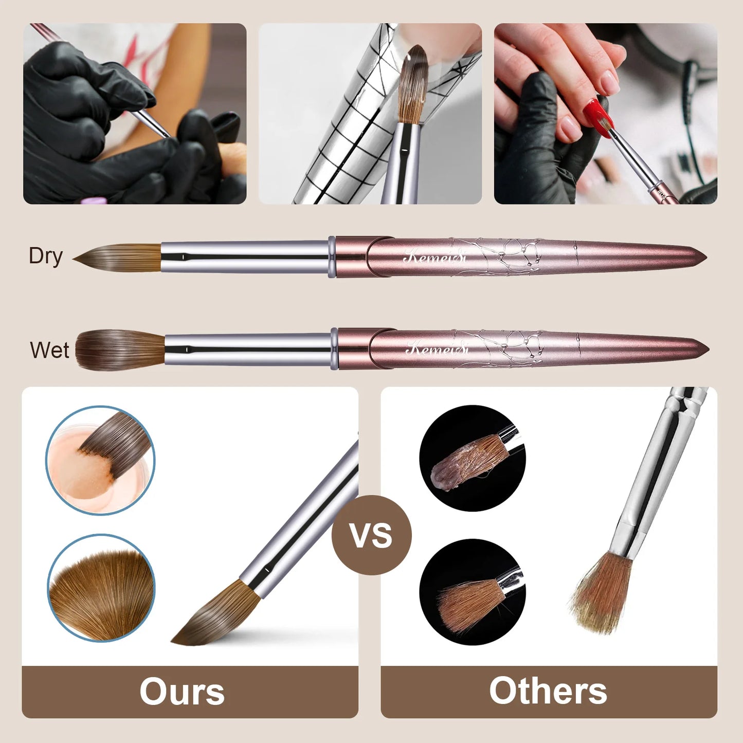 Premium Kolinsky Acrylic Nail Brush with Round Shaped Handle - High-Quality Bristles for Precise Acrylic Application - Nailar's Choice for Stunning Nail Art