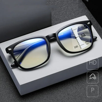 2024 Photochromic Anti-Blue Reading Glasses – Multifocal Presbyopic Eyewear with Intelligent Dual Light for Near & Far Vision