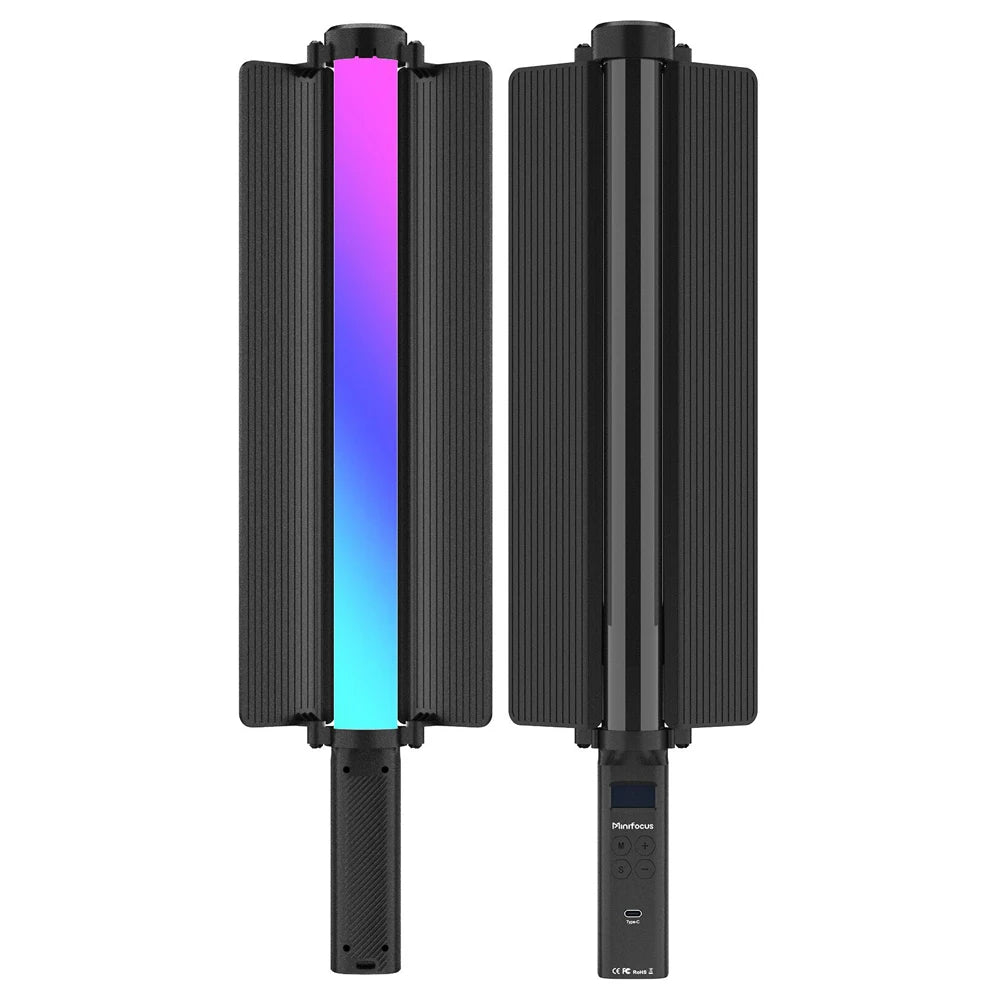 RGB LED Video Light Stick - Handheld Colorful Fill Light Wand with Barndoor for Photography and Video Lighting