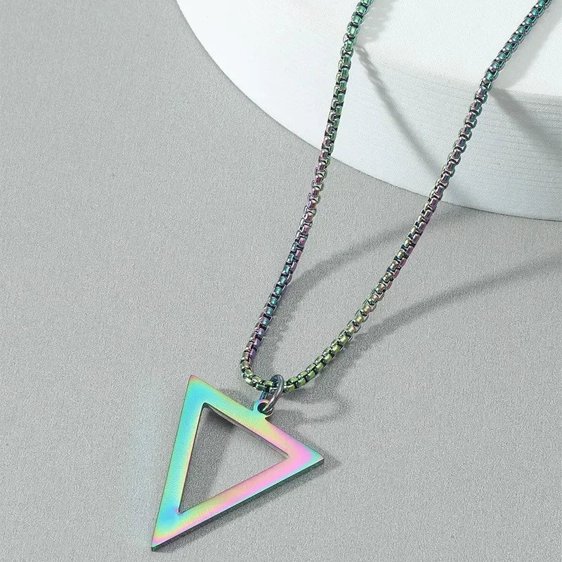 New Black Pillar Necklace for Men & Women, Trendy Stainless Steel 3D Bar Chain, Party Jewelry & Couple Gifts