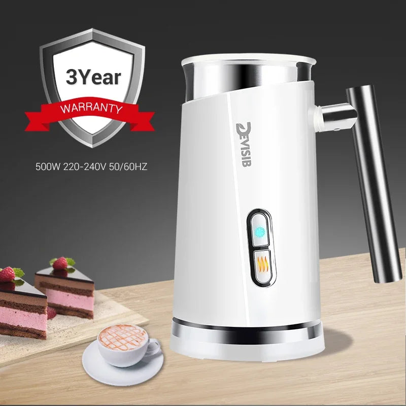 DEVISIB 3-in-1 Electric Milk Frother — 300ml Automatic Hot & Cold Foam Maker for Coffee, Latte, Cappuccino, Macchiato & Hot Chocolate