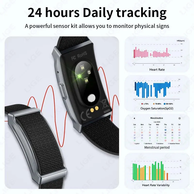 LIGE No-Screen Fitness Smart Bracelet - Sports Activity Tracker with Call Alerts, Heart Rate Monitor & IP68 Waterproof Design