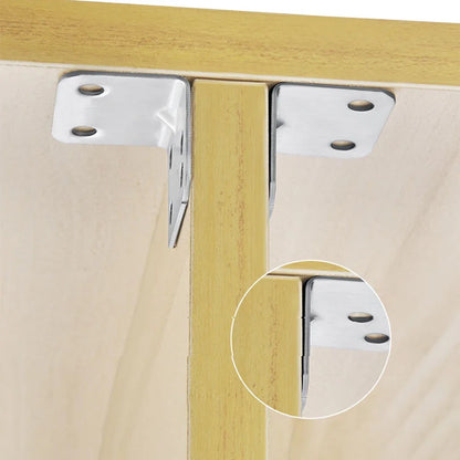 50/10PCS Universal Stainless Steel Corner Bracket | 90 Degree Right Angle Fixed Bracket for Wood Furniture, Bedframe, Cabinet Accessories