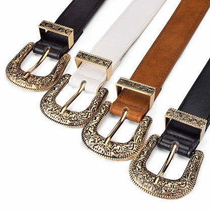Vintage Carved Needle Buckle Belt — PU Leather Punk Hip Hop Rock Style Unisex Jeans Belt, Y2K Fashion Accessory