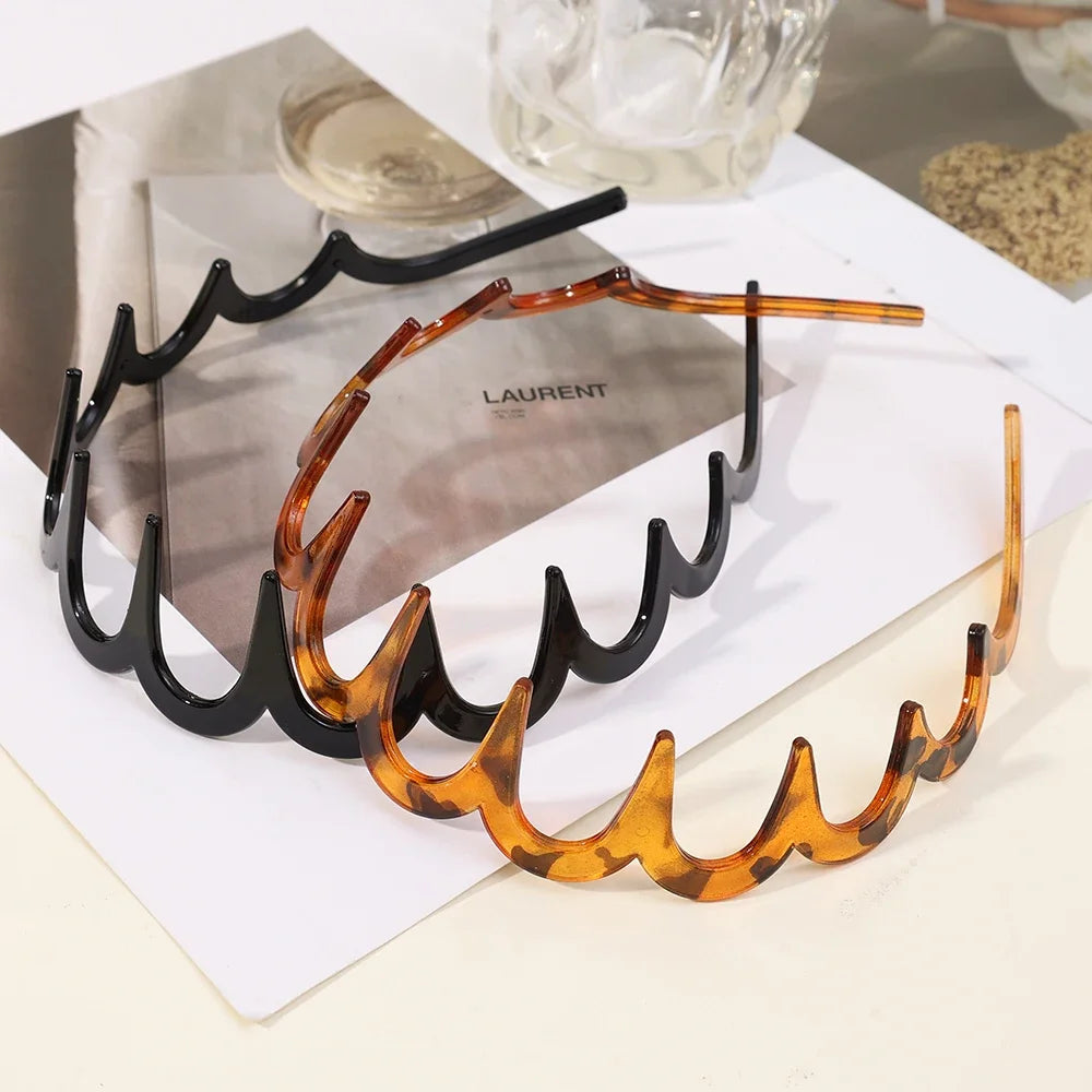 Fashion Wave Headbands for Women – Solid Color Toothed Non-Slip Hair Bands, Face Wash & Sports Hairbands, Hair Accessories for Girls