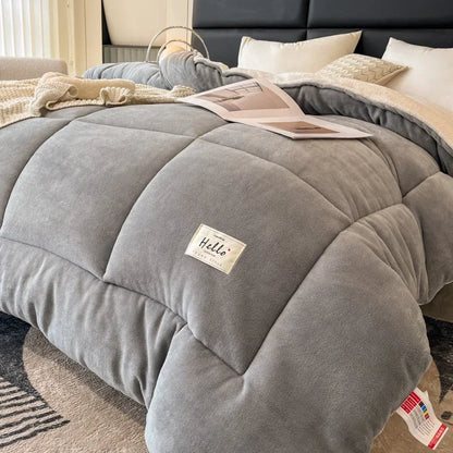 Thick Milk Fleece Winter Blanket – Warm Artificial Lamb Cashmere Weighted Comforter for Bed