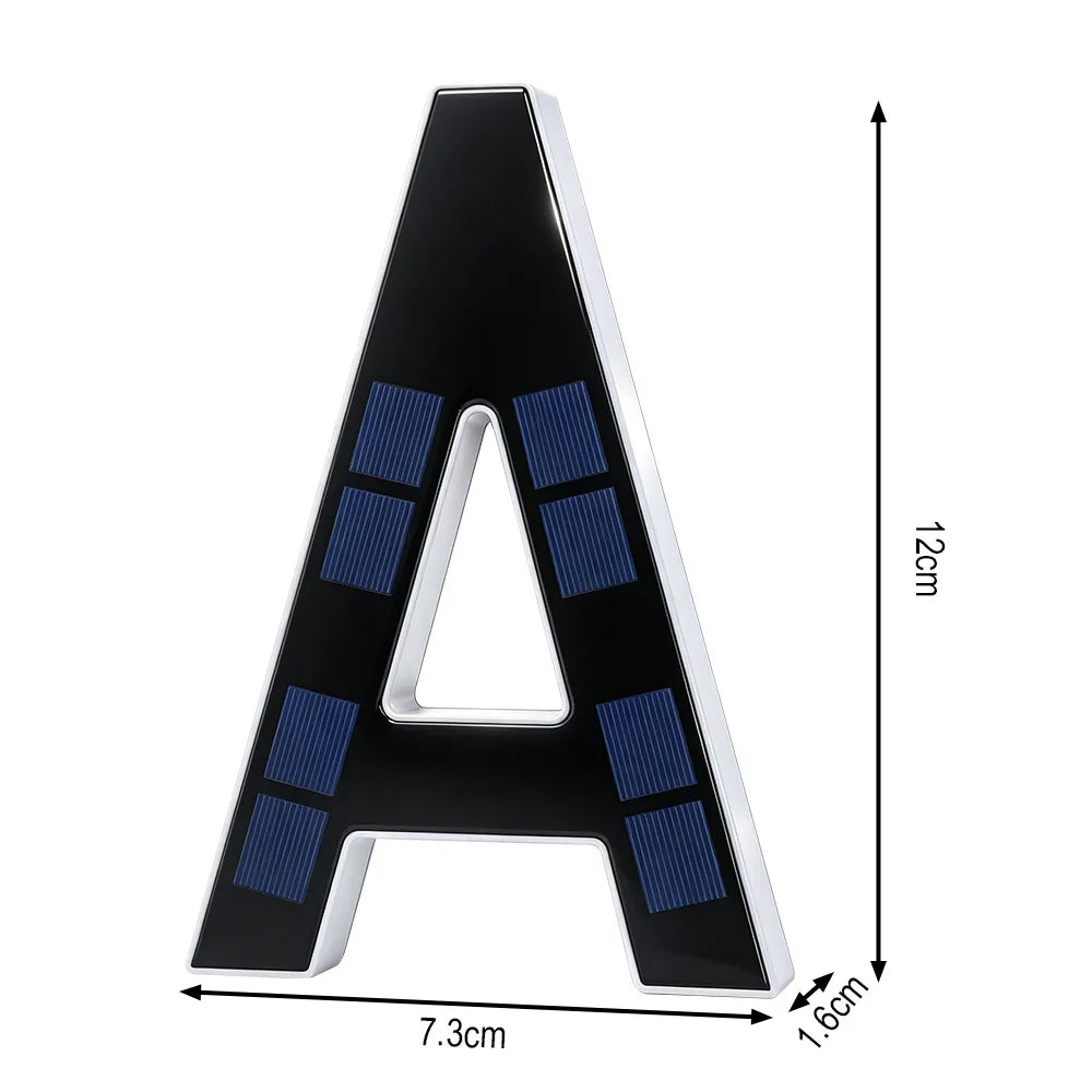 12CM Solar House Number Light - LED Outdoor Address Sign with Light Sensor for Home & Doorway