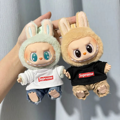 17cm Lovely Labubu Doll Clothes - First & Second Generation Supreme Clothing Set, Multi-Color Outfits