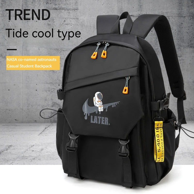2024 Astronaut Printed Orthopedic Backpack – Waterproof Nylon Schoolbag for Men, Teens & Kids, Laptop & Primary School Bag