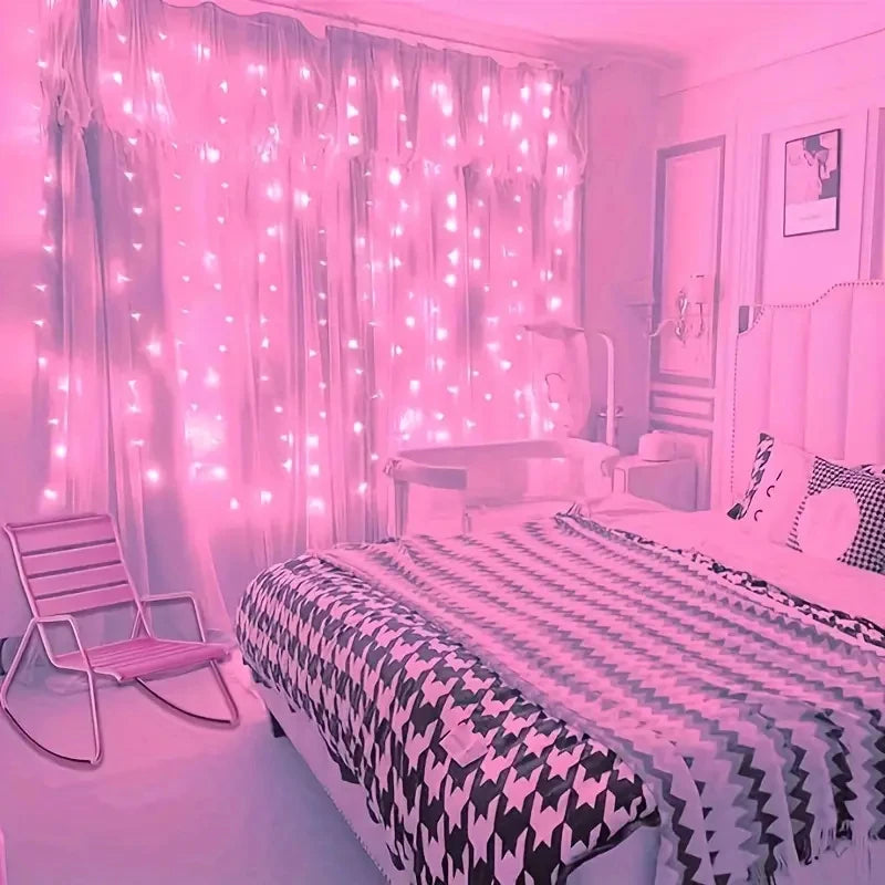Christmas Fairy Garland Lights - USB LED Curtain String Lights with Remote Control 8 Modes for Home Wedding Bedroom Decoration