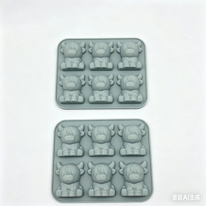 Highland Cow Silicone Ice Cube Mold - Cute 3D Reusable Tray for Cocktails, Whiskey & Drinks