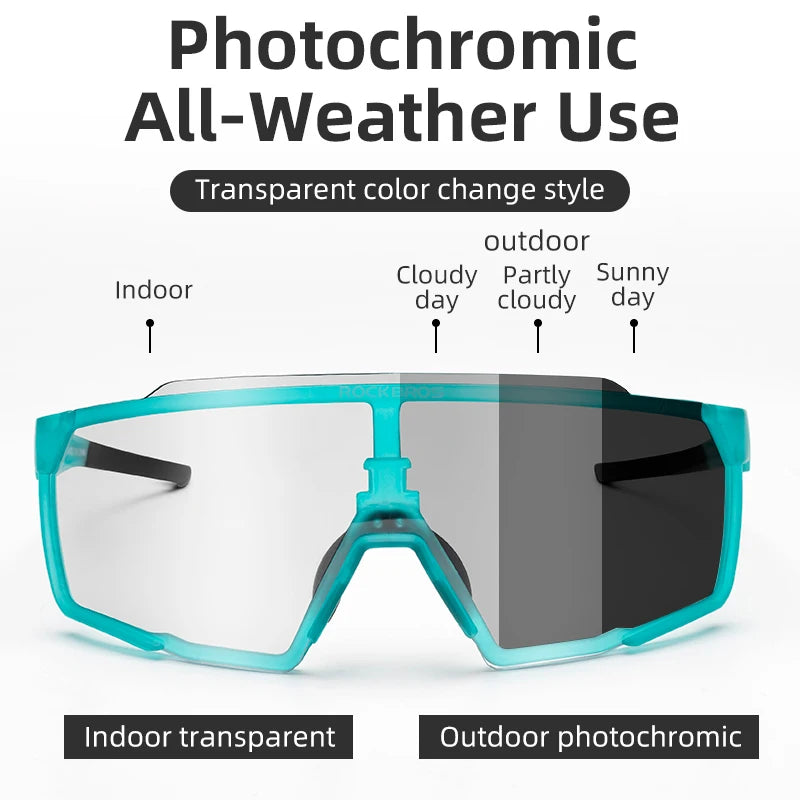 ROCKBROS Cycling Glasses – Polarized Photochromic Lens Sunglasses for Men and Women, Sports MTB and Road Cycling Goggles