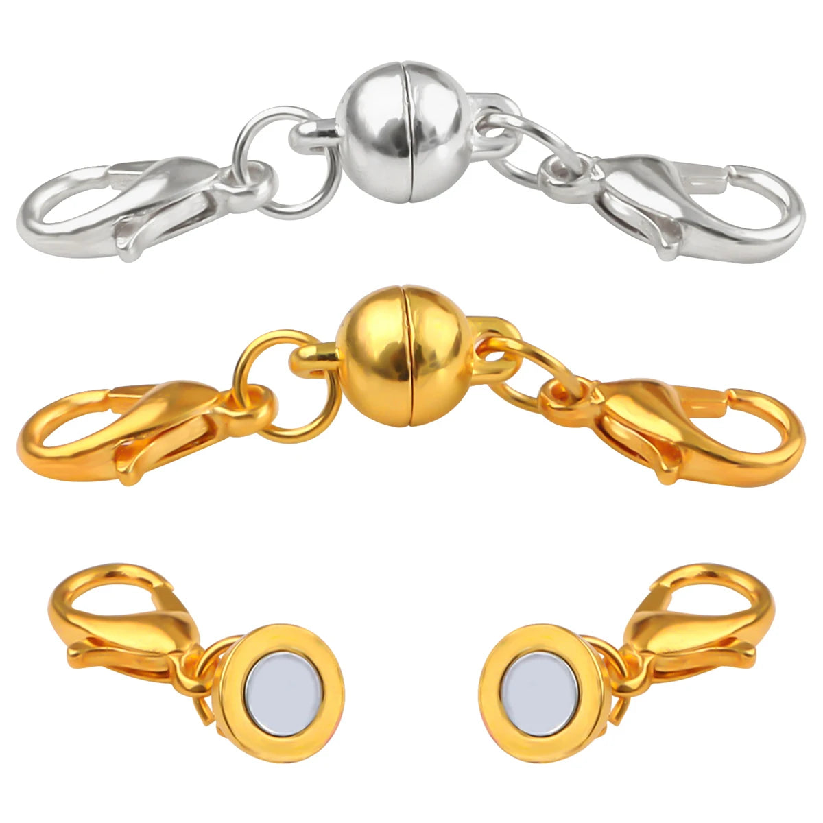 Magnetic Jewelry Clasp - Strong Metal End Connectors with Lobster Clasp for DIY Bracelets & Necklaces