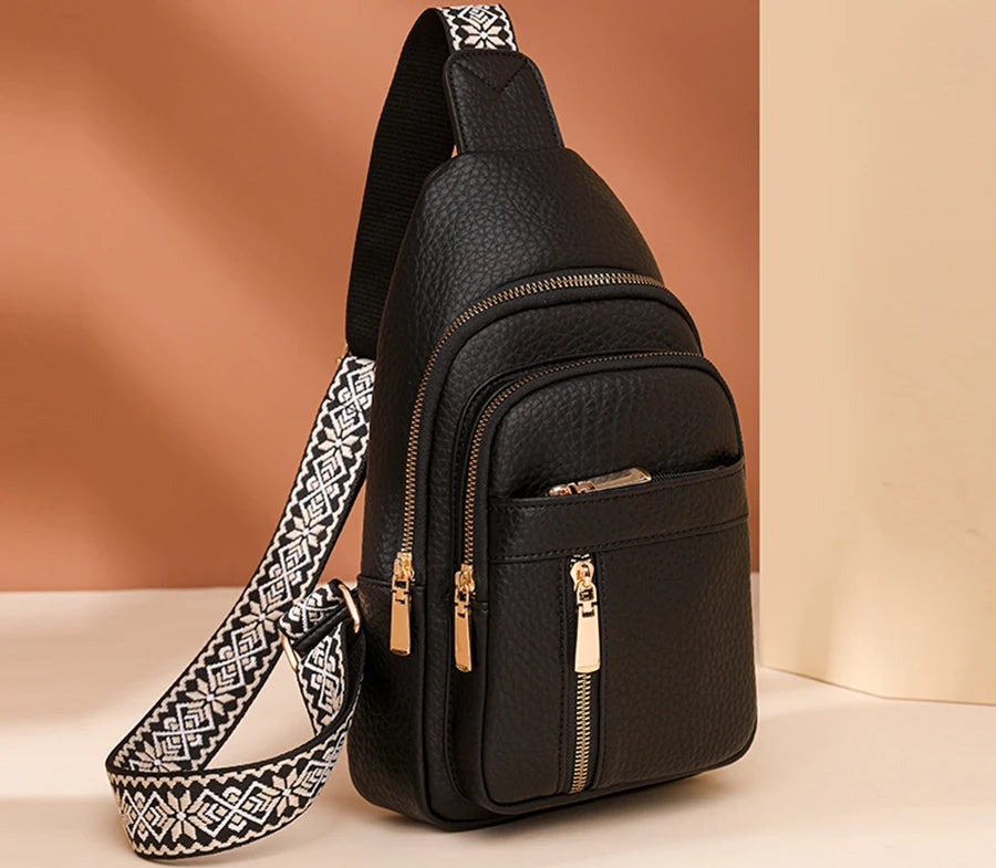 2024 New Women's PU Leather Chest Bag – Fashion Crossbody Shoulder Bag, High-Quality Casual Sac à Main