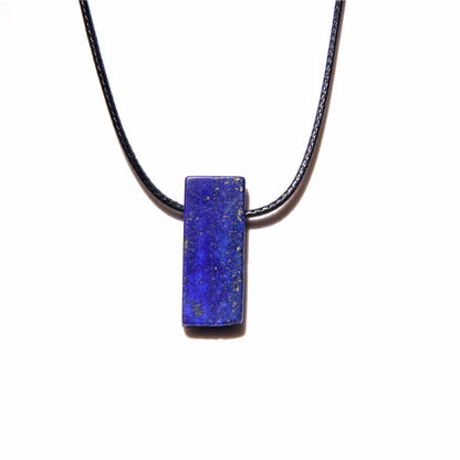 Men's Vintage Rectangle Obsidian Pendant Necklace – Natural Tiger Eye & Labradorite Gem, Leather Rope Braid Healing Jewelry