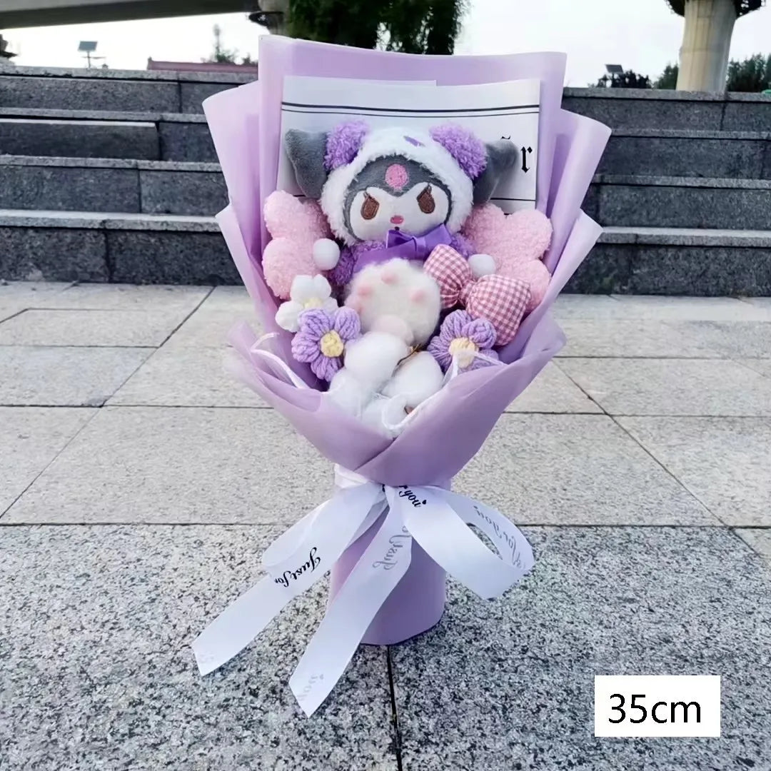 Sanrio Kuromi Plush Flower Bouquet — Soft Plush Doll Gift for Christmas, Valentine's Day, Birthday & Wedding Party