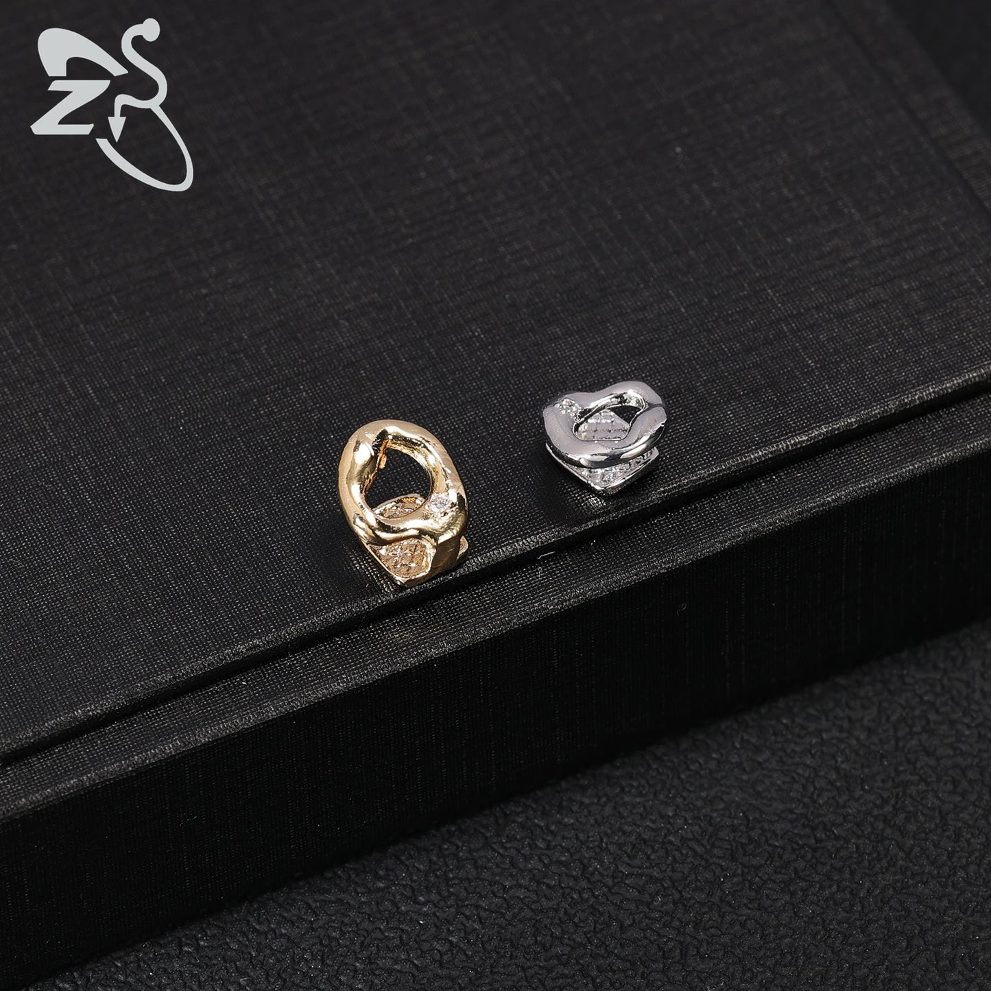 ZS Hip Hop Grillz – Silver/Gold Plated CZ Crystal Cross & Rose Star Tooth Cap, Top & Bottom Set