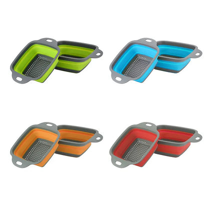 LMETJMA Square Collapsible Silicone Colander - Foldable Kitchen Strainer for Food, Vegetables, and Fruits (Model: JT39)