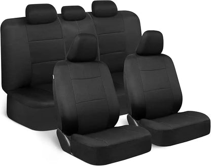 Universal Beige Car Seat Covers Full Set - Easy-Install Front and Rear Split Bench Seat Protectors for Cars, Trucks, SUVs, and Vans
