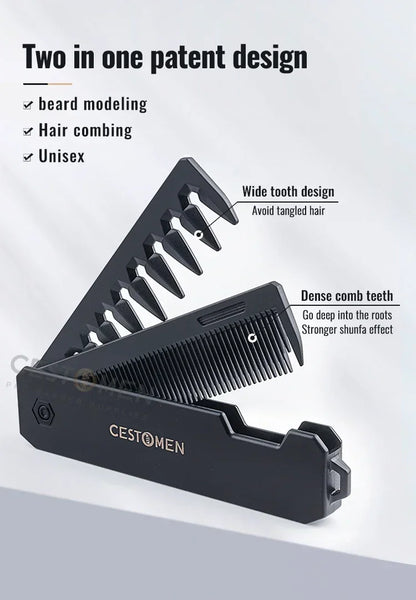2-in-1 Pocket Folding Comb – Wide Tooth & Beard Comb for Hair Styling and Barber Use