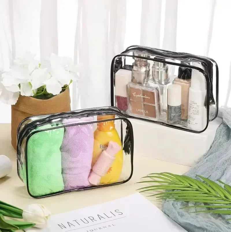 1/20PCS Transparent PVC Travel Organizer — Clear Makeup & Cosmetic Bag, Toiletry & Beauty Case