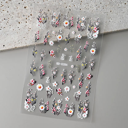 5D Macaron Nail Stickers - Embossed Flower, Fruit, Bear & Rabbit Charms for Summer DIY Manicure Decoration