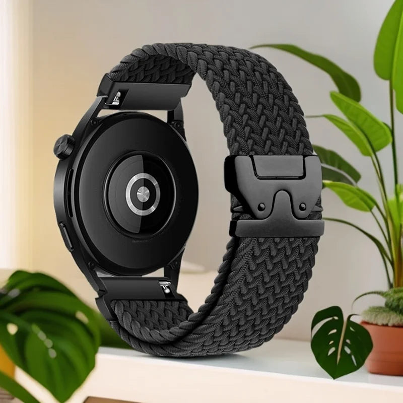 Braided Loop Watch Band – 18/20/22mm Parachute Style Strap for Garmin Venu/3/3S, Forerunner 265/265S/645, Samsung & Huawei GT Watches