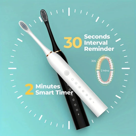 Automatic Electric Toothbrush - Smart Six-Speed Rechargeable Soft Bristle Toothbrush for Adults and Children All Ages