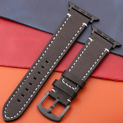 Genuine Leather Apple Watch Strap – Compatible with Series 7, 6, 5, 4, SE (40mm–49mm) for Men & Women