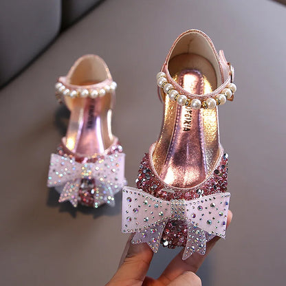 Girls' Princess Sandals - Sequin Rhinestone Bow Flat Shoes for Baby & Kids