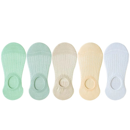 5 Pairs Women’s No-Show Socks – Summer Invisible Short Lace Boat Socks, Breathable Non-Slip Silicone Fashion Socks
