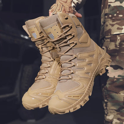 Special Forces Desert Combat Boots - Men's Tall Wear-Resistant Tactical, Waterproof Training & Outdoor Mountaineering Sports Boots