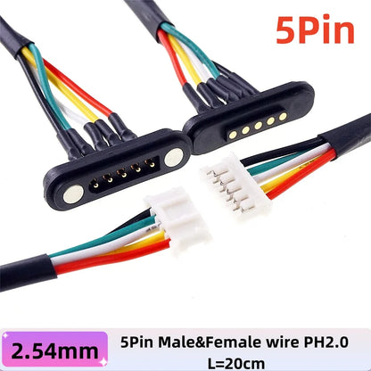 Magnetic Pogo Pin Connector - 2A Waterproof Spring-Loaded 2.54mm Male Female DC Power Socket, 2/3/4/5/6 Position Contact Strip