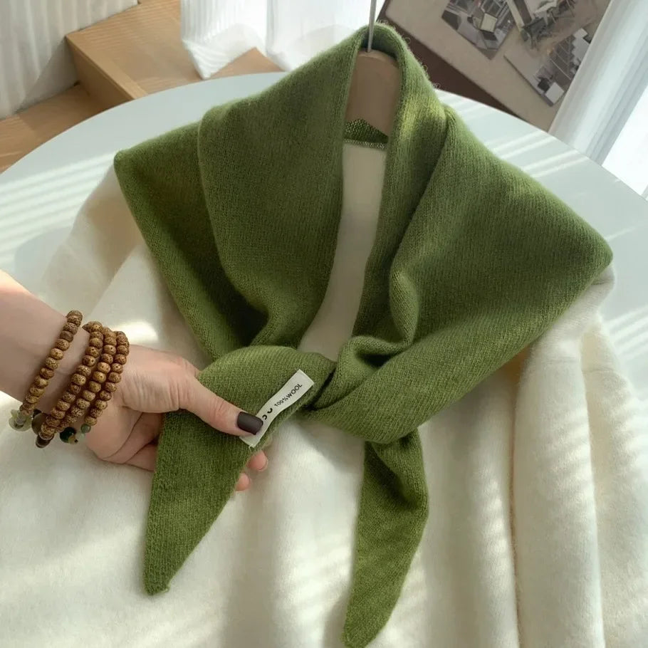 Women’s Wool Triangle Scarf – Multi-Functional Knitted Headscarf