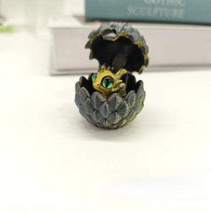 3D Printed Dragon Egg Figures – Mini Dragon Fidget Toy with Simulation Eyes, Desktop Decor & Kids Gift