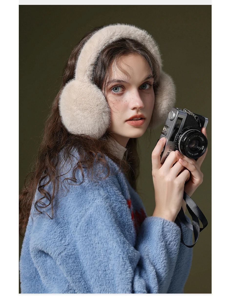 Maikun Thermal Earmuffs for Autumn & Winter - Thickened Cycling Ear Bags Imitation Rabbit Marten Ear Warmers