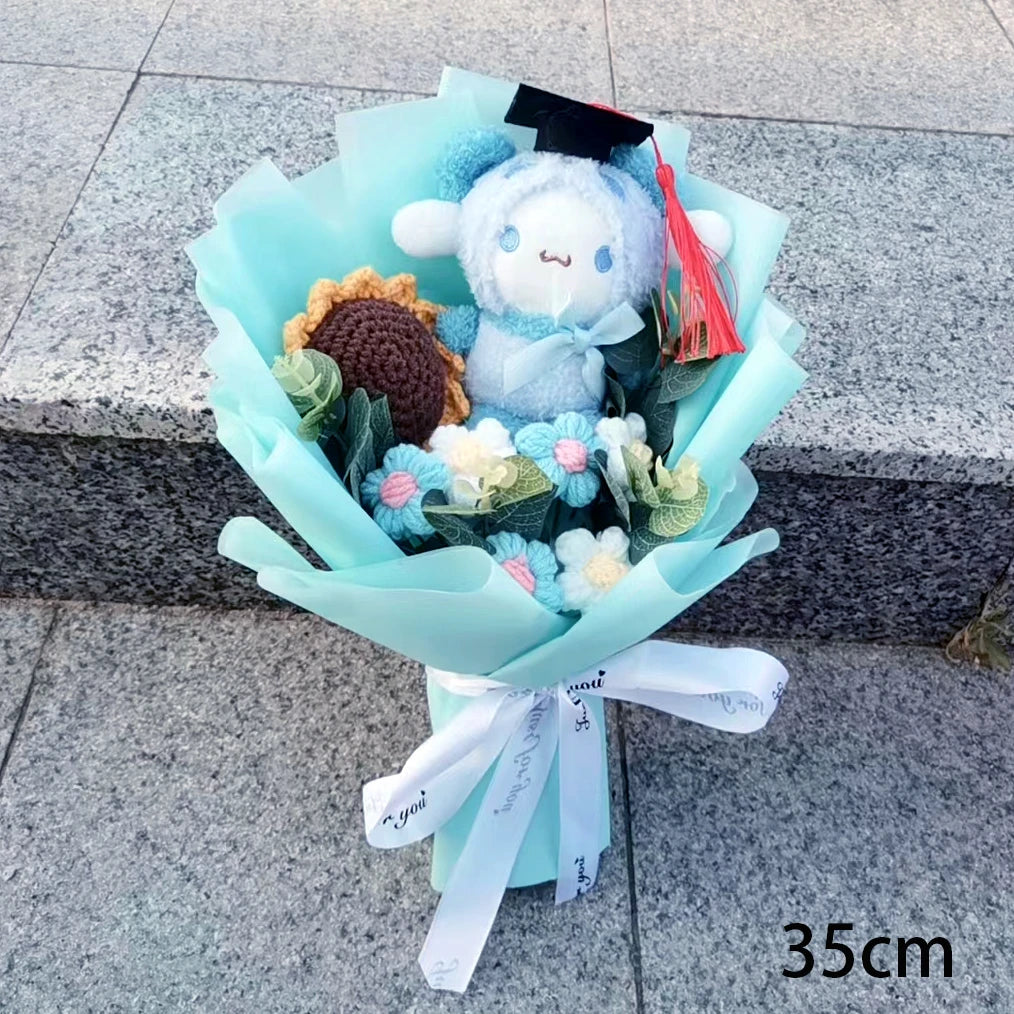 Sanrio Plush Sunflower Bouquet — Hello Kitty, Kuromi, My Melody & Cinnamoroll Gift