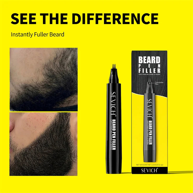 SEVICH Beard Filler Pen – Waterproof Black Fiber Beard Coloring & Enhancing Tool