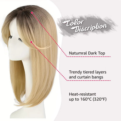 Synthetic Hair Topper with Bangs – Clip-in Hair Extensions for Women, Increase Volume, Cover White Hair & Hairline