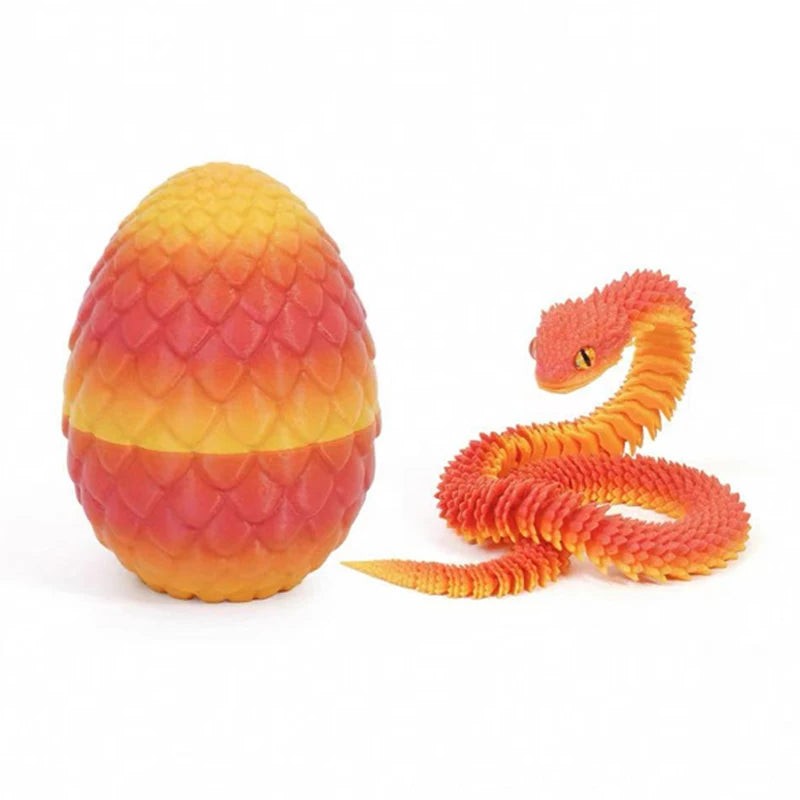 3D Printed Snake Egg Mold – Creative Decompression Rotatable Articulated Snake Desktop Ornament & Realistic Animal Toy for Kids