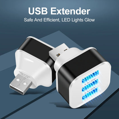 3 Port USB Adapter - 3 in 1 Multiple USB Interface Extender for Tablets, Laptops, and Auto Electronics Charger