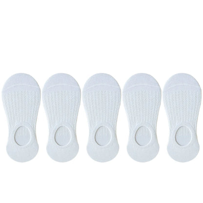 5 Pairs Women’s No-Show Socks – Summer Invisible Short Lace Boat Socks, Breathable Non-Slip Silicone Fashion Socks