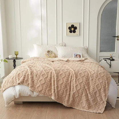 Sage Green Winter Double-Sided Lamb Wool Blanket – Thickened Flannel Throw for Sofa & Bed Cover