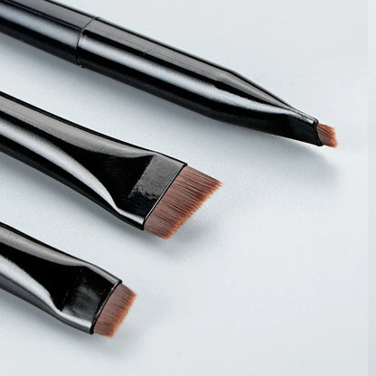 3 Pcs Eyeliner Brush Set – Oblique Head, Ultra-Thin Eyebrow & Eyeshadow Brushes for Precise Makeup Application