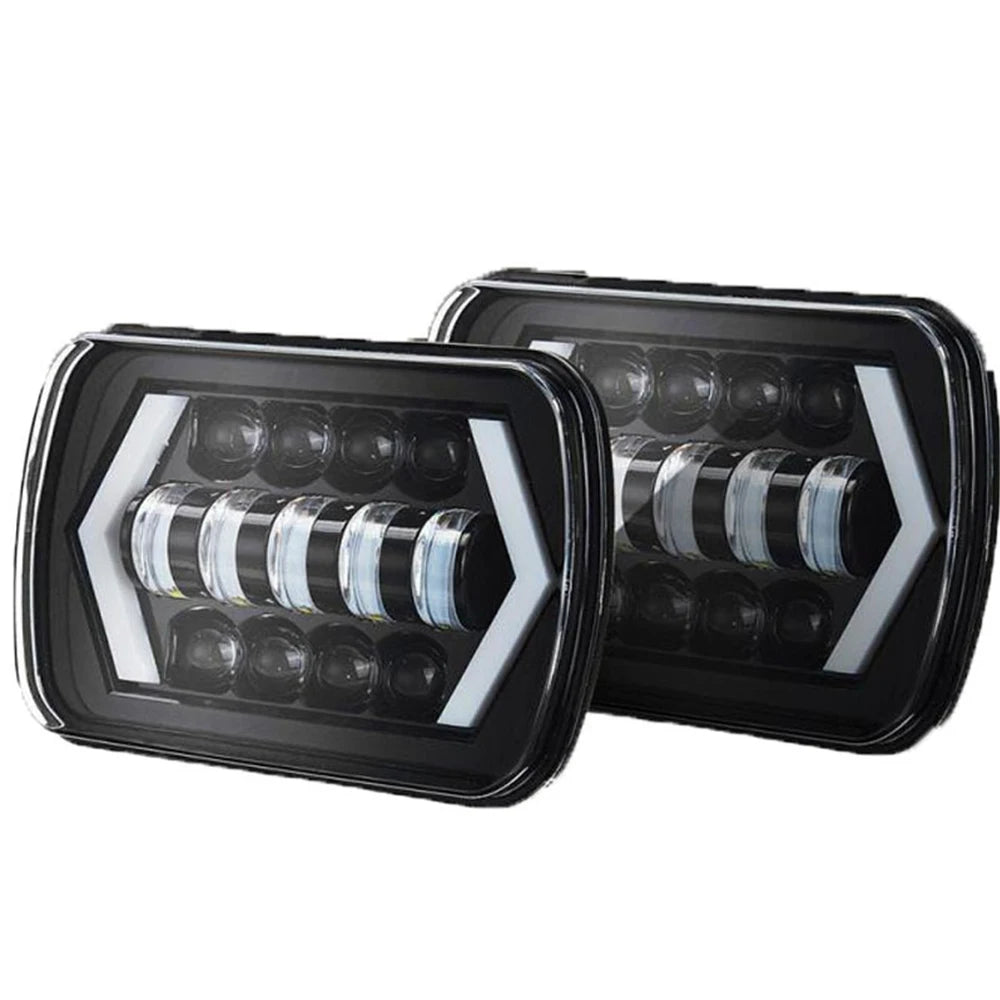 7 Inch LED Headlights - Hi-Lo Beam Halo DRL 12V/24V with H4 Harness for Jeep Wrangler, Cherokee & Motorcycle